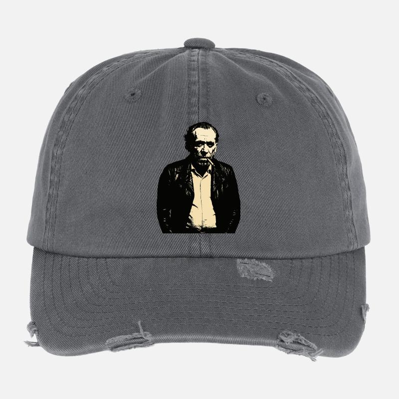 Noir Charles Bukowski Porträt Flexfit Vintage Destroyed Cap