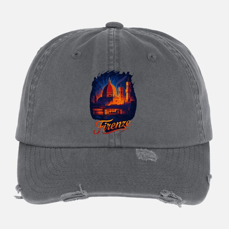 Florence Firenze City Italy Silhouette Gift Flexfit Vintage Destroyed Cap