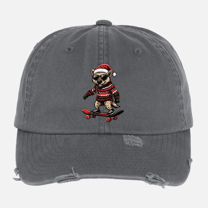 Hyène Noël drôle Casquette vintage effet usé Flexfit