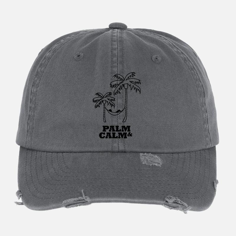 Palm Calm Palm Canopy Hammock Flexfit Vintage Destroyed Cap