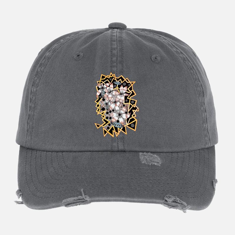 Puissance florale géométrique Casquette vintage effet usé Flexfit