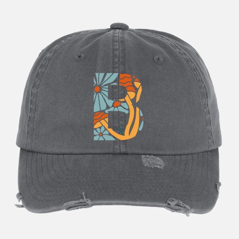 Lettre b fleurs groovy idée cadeau  Casquette vintage effet usé Flexfit