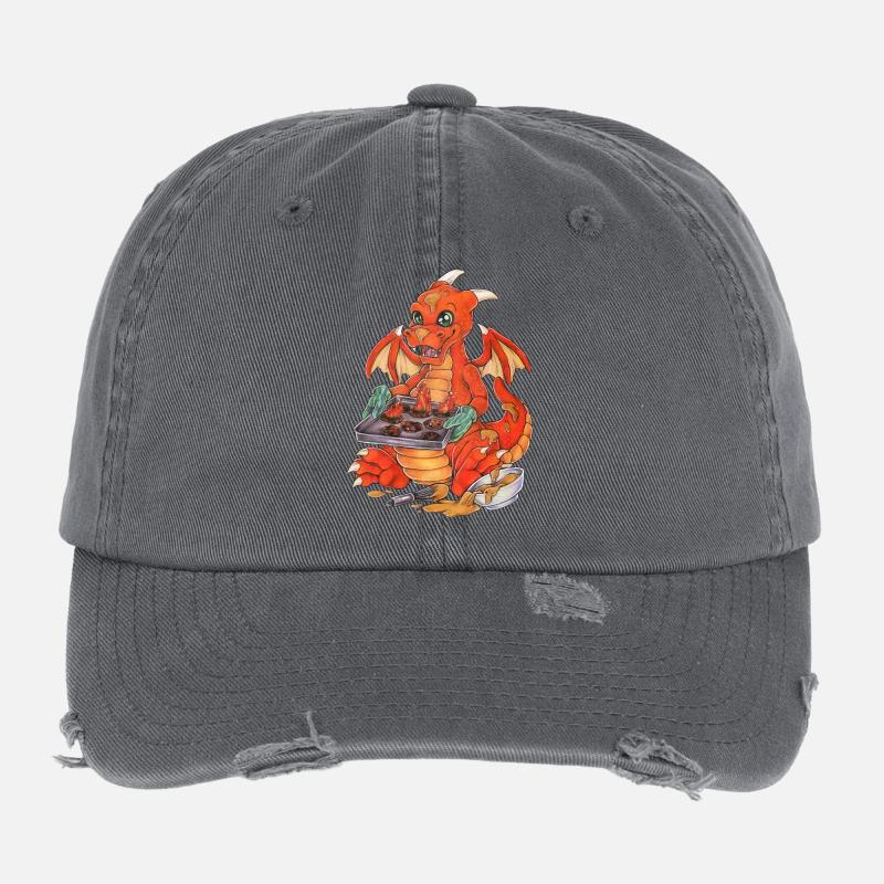 Witziger Drache Plätzchen Backen Weihnachten Flexfit Vintage Destroyed Cap