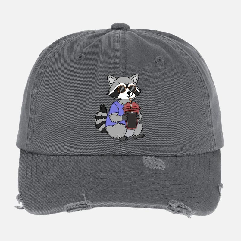 Gekühlter Waschbär mit Sonnenbrille Flexfit Vintage Destroyed Cap
