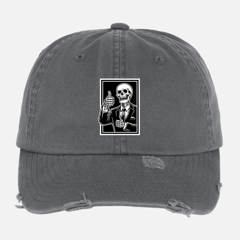 Skelett im Anzug Daumen hoch Flexfit Vintage Destroyed Cap