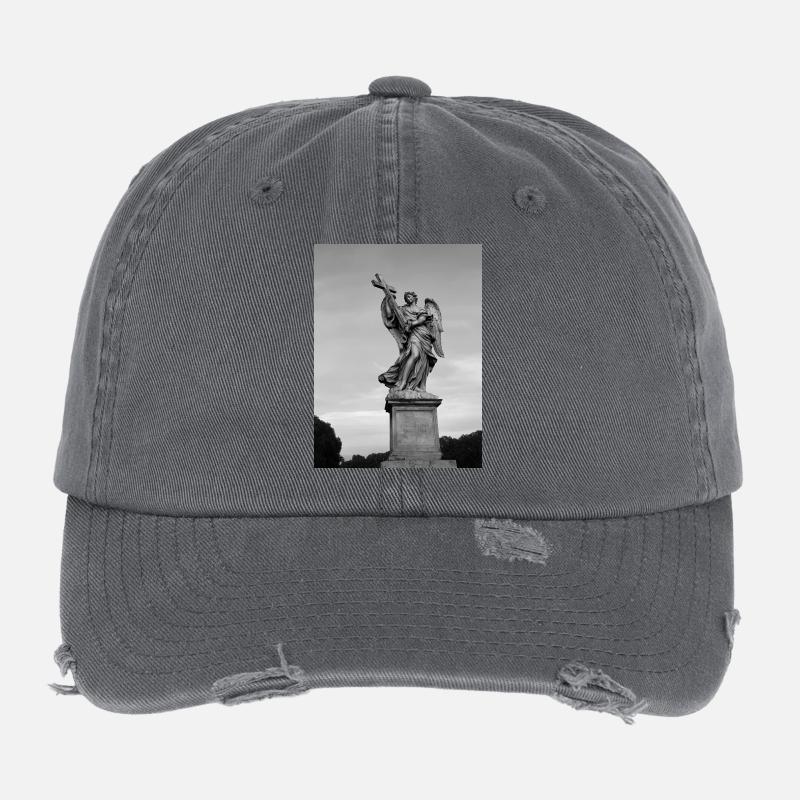 Engelstatue mit Kreuz in Grau Flexfit Vintage Destroyed Cap