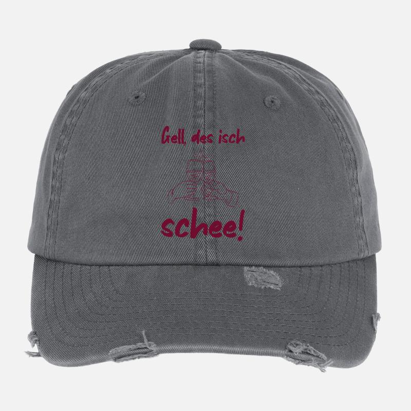 Schee - badisches Sprichwort Freundschaft Wein Flexfit Vintage Destroyed Cap