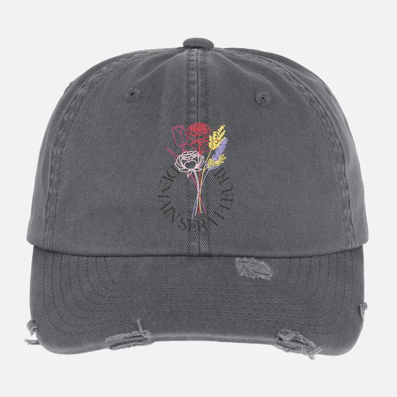 Hope Bouquet LineArt Tomorrow Will Be Flowery Flexfit Vintage Destroyed Cap