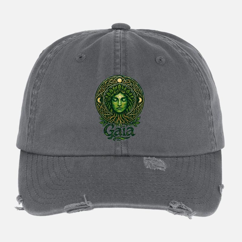 Gaïa - Mère Nature - Arbre de Vie Casquette vintage effet usé Flexfit