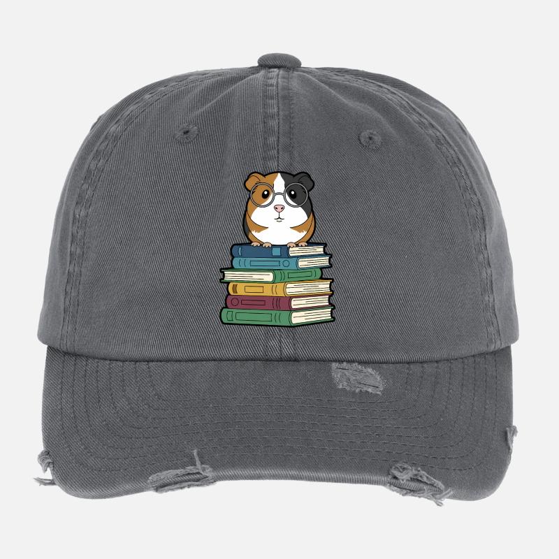 Meerschweinchen Bücher Nerd Flexfit Vintage Destroyed Cap