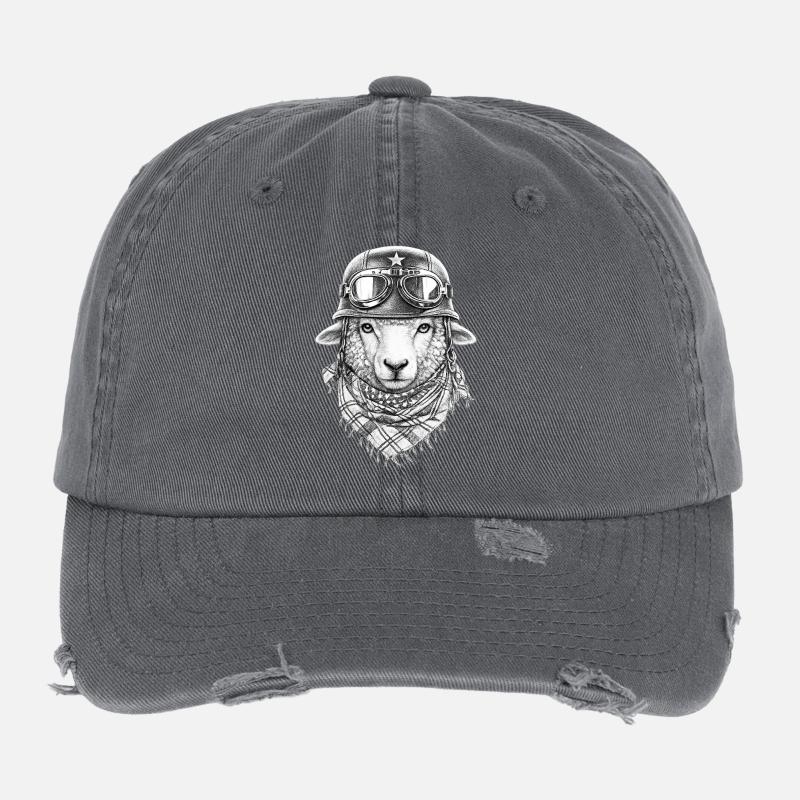  Schaf im Vintage-Look - Flexfit Vintage Destroyed Cap - Dunkelgrau