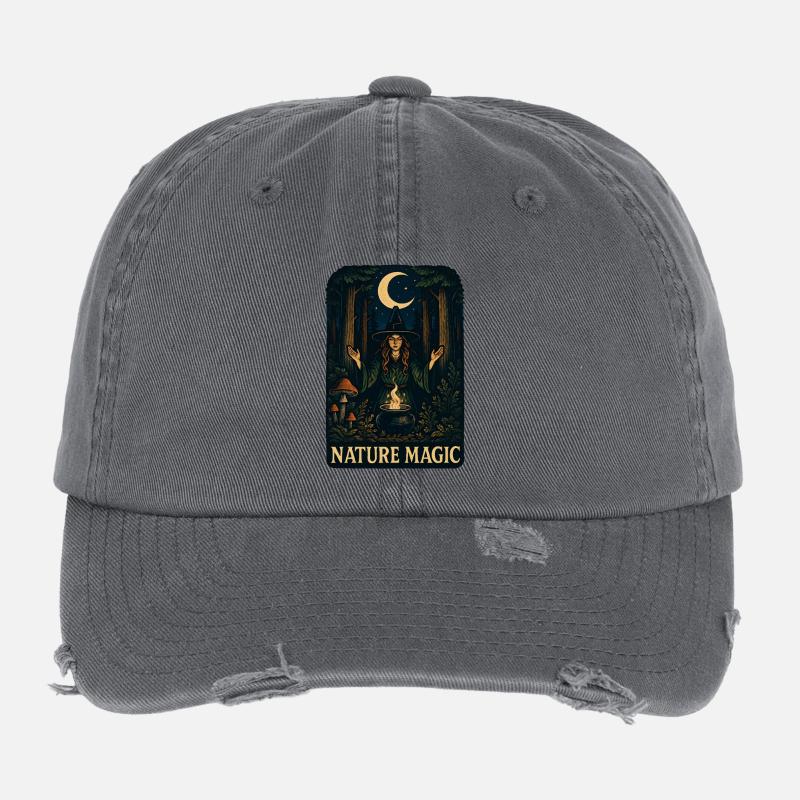 Magie de la Lune de la Forêt Casquette vintage effet usé Flexfit