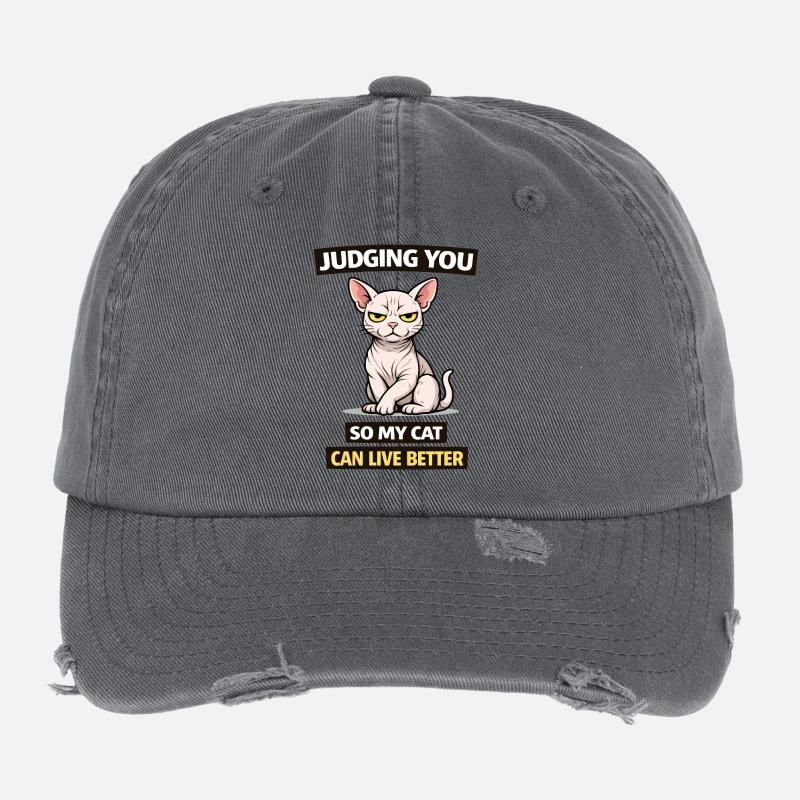 Judging You Cat: Live Better Flexfit Vintage Destroyed Cap