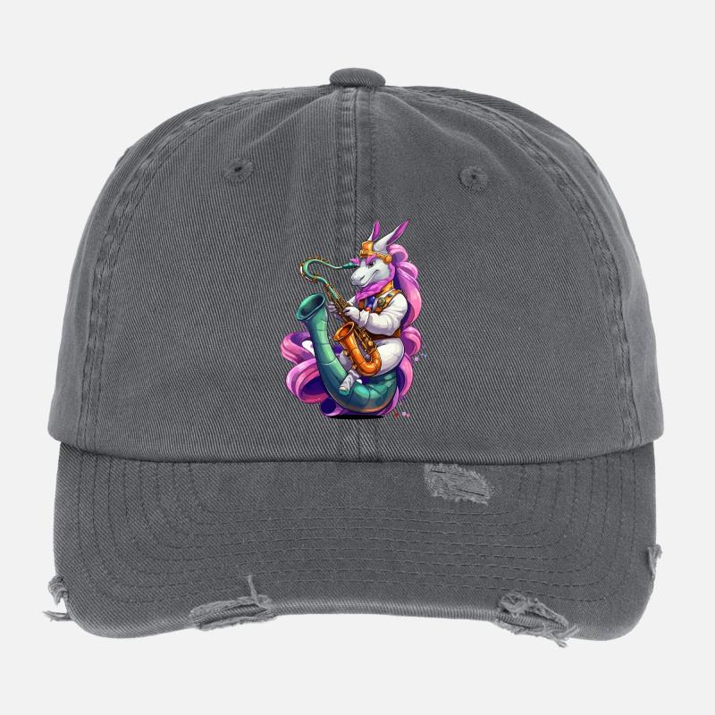 Saxophone licorne étincelant Casquette vintage effet usé Flexfit