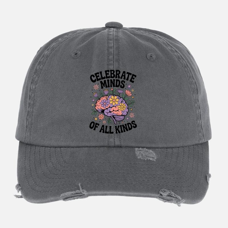 Neurodivergent Brain – Fleur TDAH & Autisme Casquette vintage effet usé Flexfit