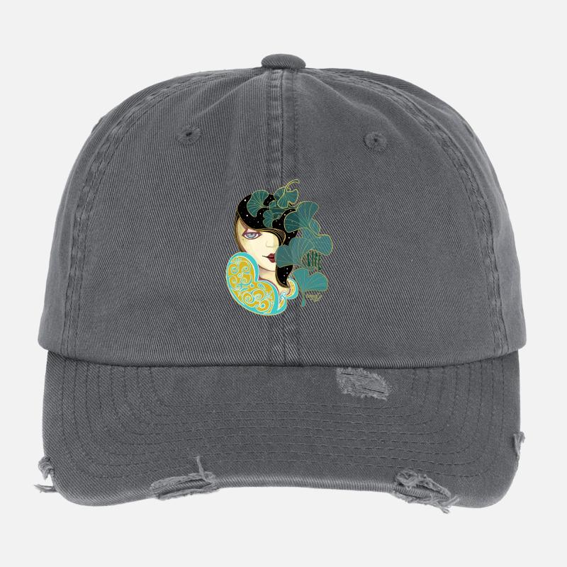 Ginkgo-Schönheit im Jugendstil Flexfit Vintage Destroyed Cap
