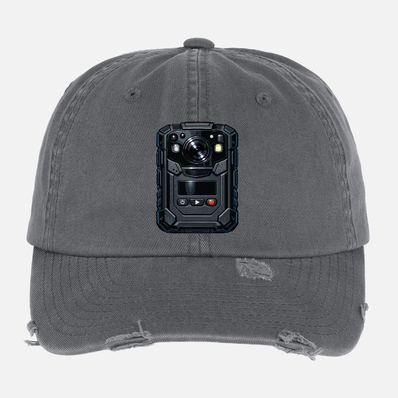 Rugged Action Cam Illustration Flexfit Vintage Destroyed Cap