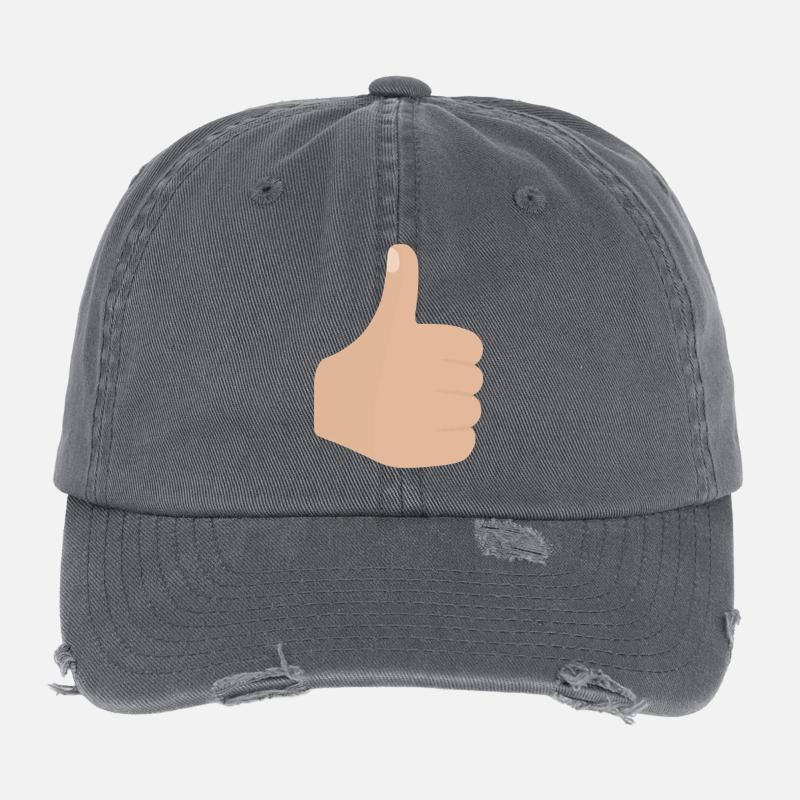 Thumbs Up Hand Gesture Graphic Flexfit Vintage Destroyed Cap