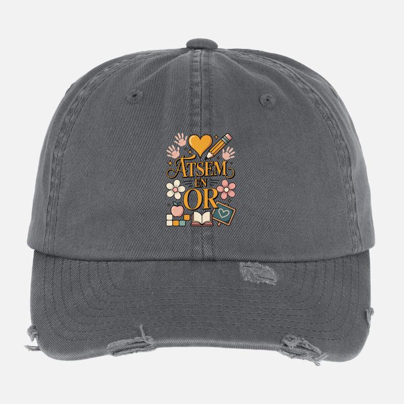 ATSEM In Gold / Schule / Jahresendgeschenk Flexfit Vintage Destroyed Cap