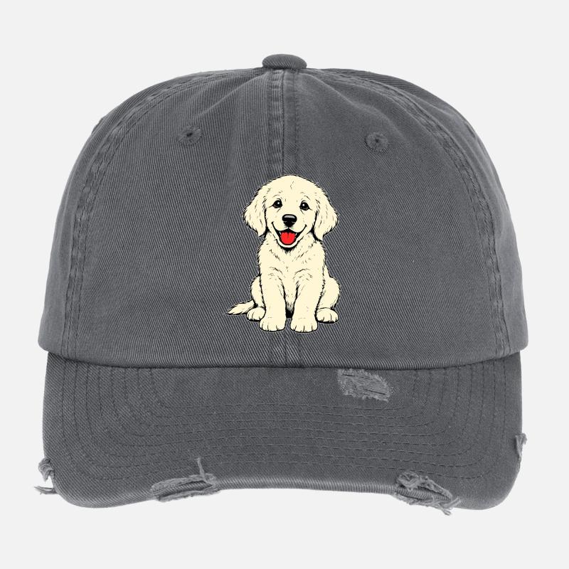 Golden_Retriever_Welpen_sitzend_beige Flexfit Vintage Destroyed Cap