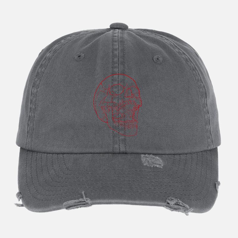 Silent Fall - Crâne en rouge Casquette vintage effet usé Flexfit