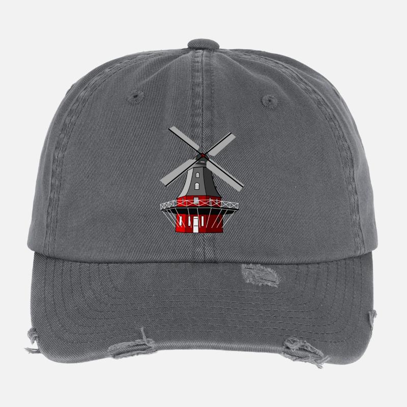 windmill windmuehle wind turbine windrad5 Flexfit Vintage Destroyed Cap