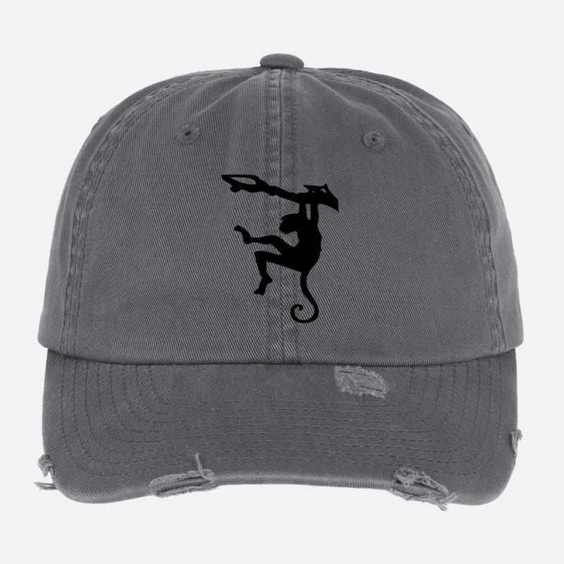 Kletternder Affe Silhouette Flexfit Vintage Destroyed Cap