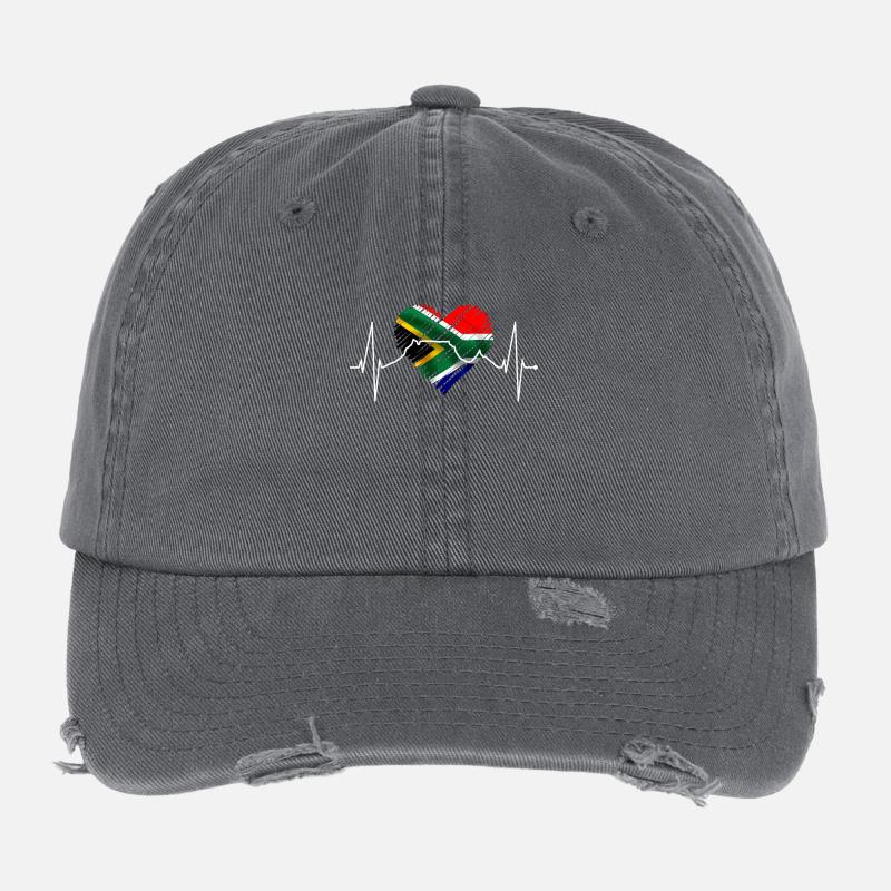 Cape Town Skyline Heart Afrique du Sud Drapeau Table Mountain Casquette vintage effet usé Flexfit