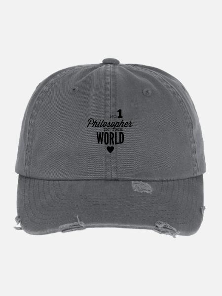 Meilleur philosophe du monde - Casquette vintage effet usé Flexfit - charbon - Devant