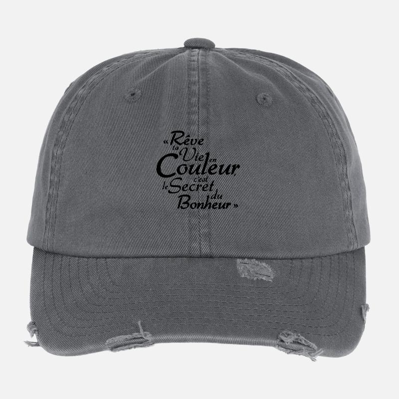 bonheur citation Casquette vintage effet usé Flexfit