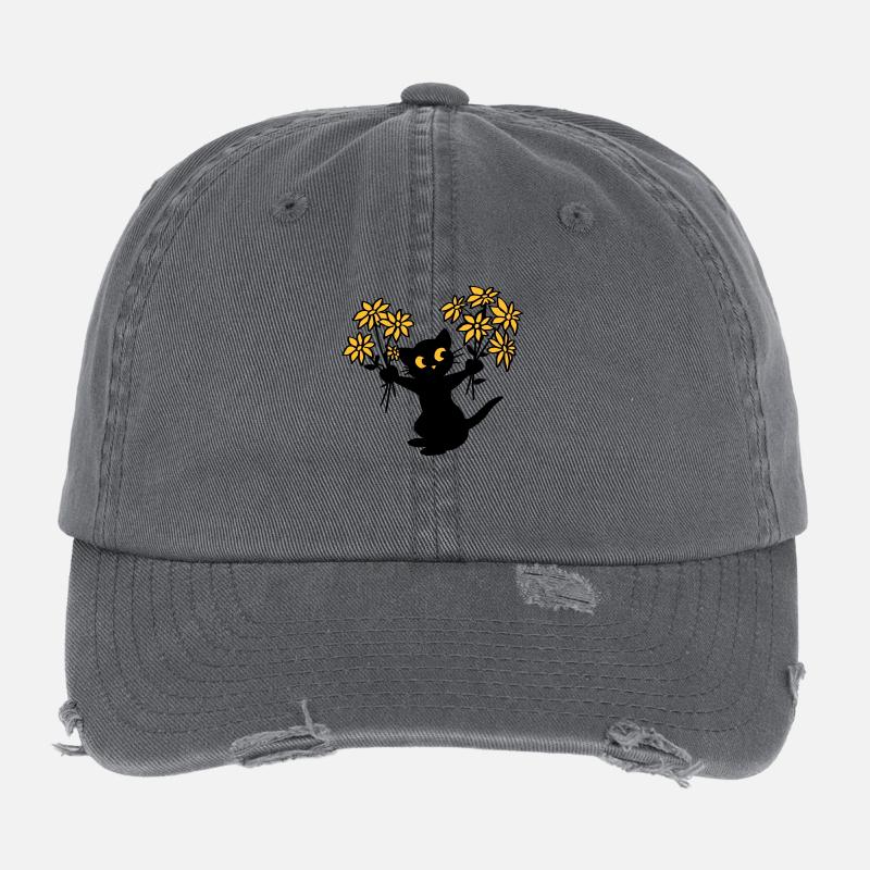 Die Katze mit Blumen Flexfit Vintage Destroyed Cap