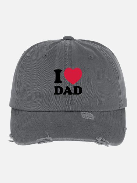 i_love_dad - Flexfit Vintage Destroyed Cap - dark grey - Front