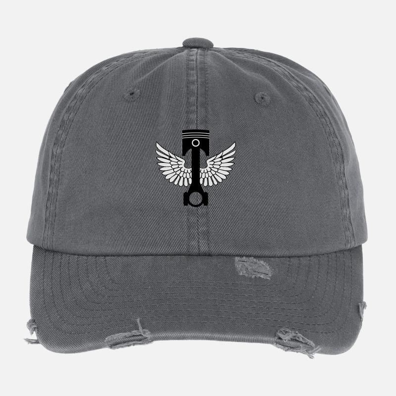 piston and rod - Flexfit Vintage Destroyed Cap - dark grey