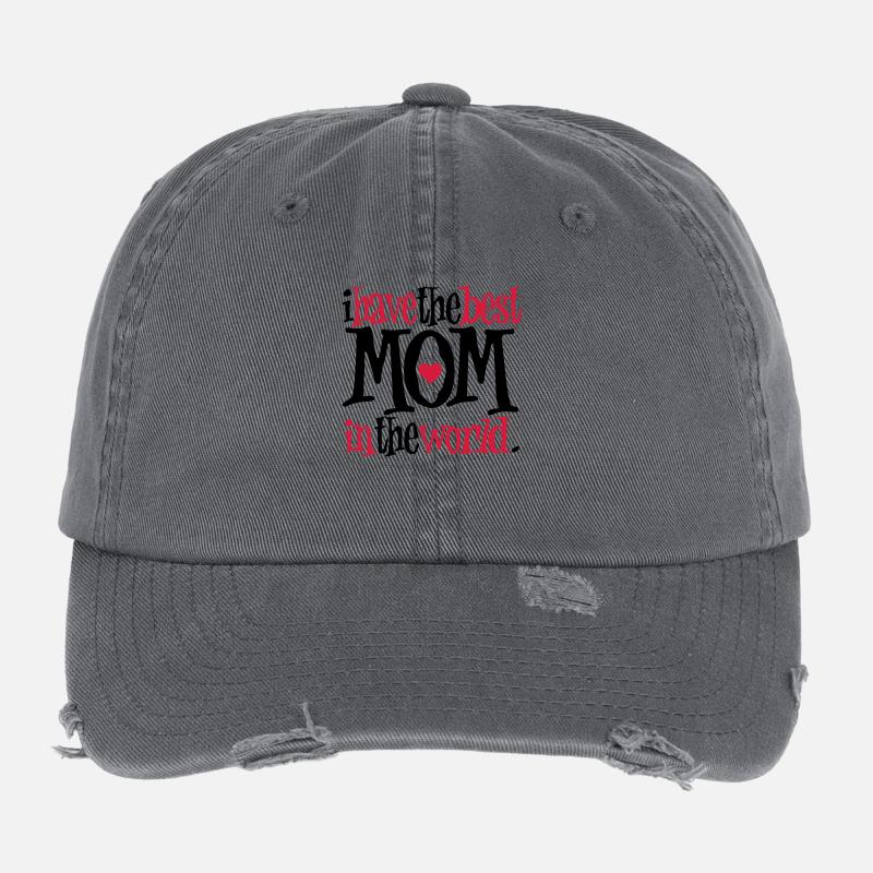 Best Mom Flexfit Vintage Destroyed Cap