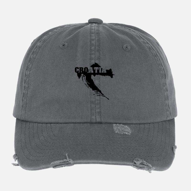 Croatia (ID:002004) Flexfit Vintage Destroyed Cap