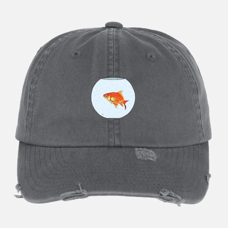 Poisson rouge Casquette vintage effet usé Flexfit