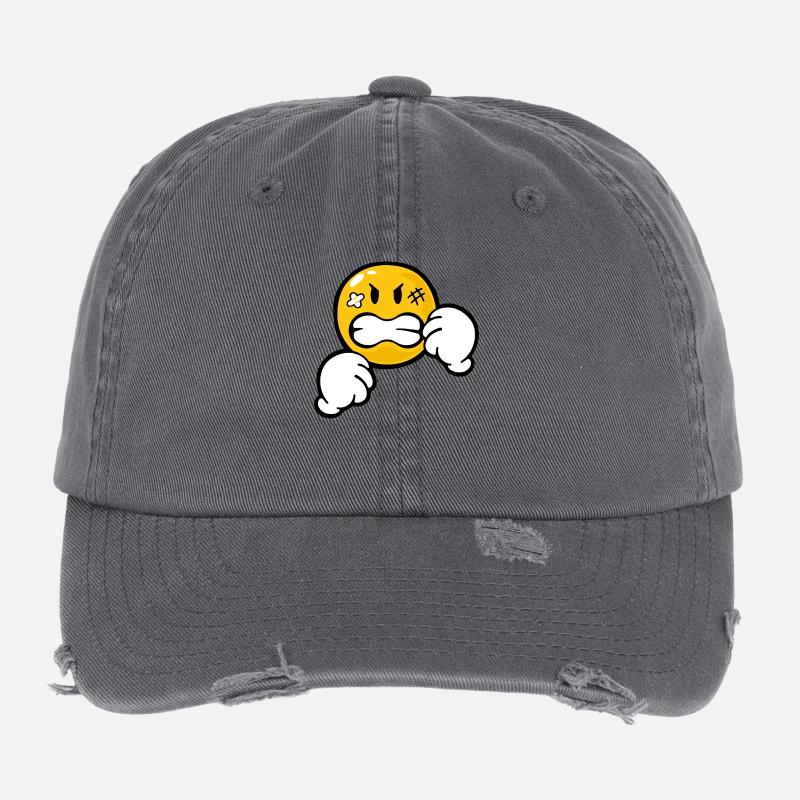 Smiley Anger Aggression Flexfit Vintage Destroyed Cap