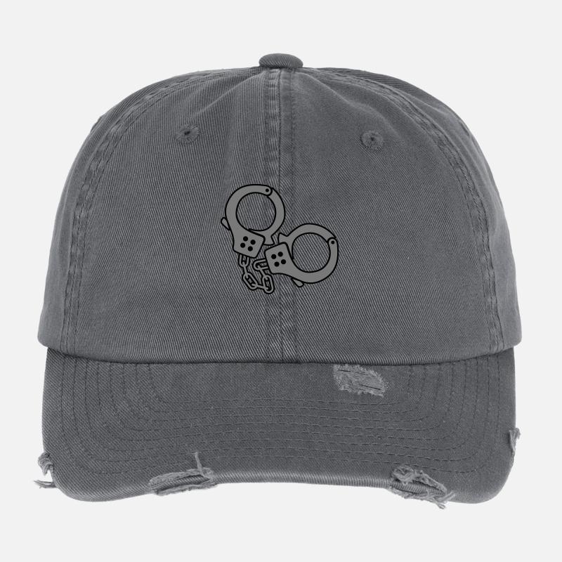handcuffs design Flexfit Vintage Destroyed Cap
