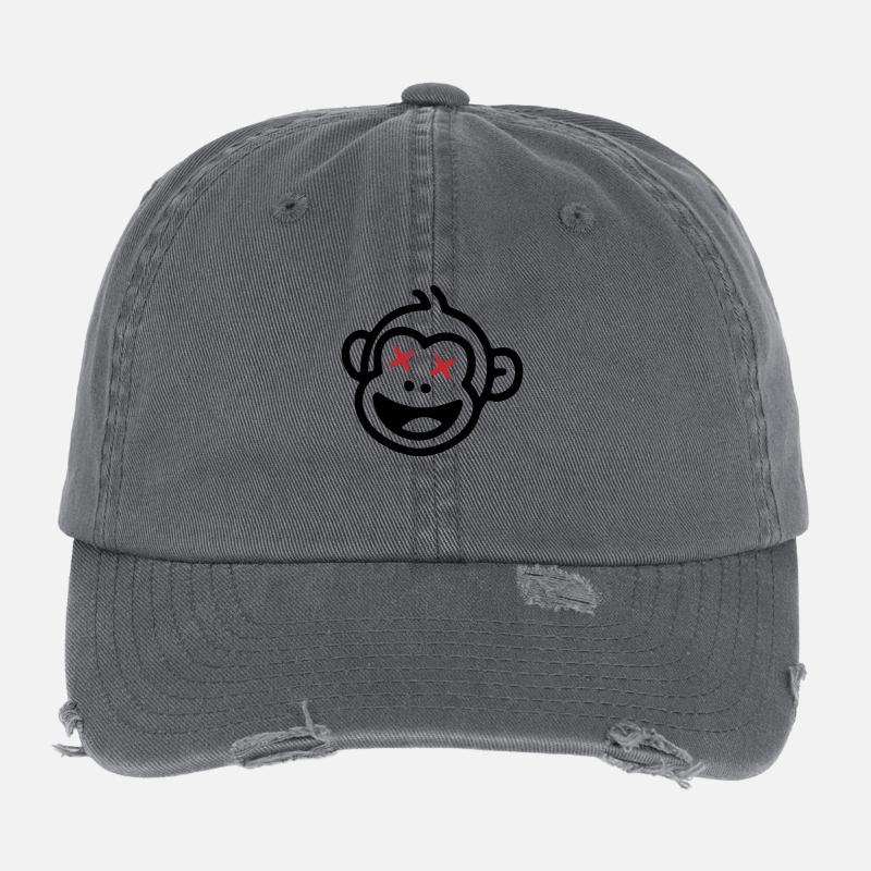 Monkey Funny Flexfit Vintage Destroyed Cap