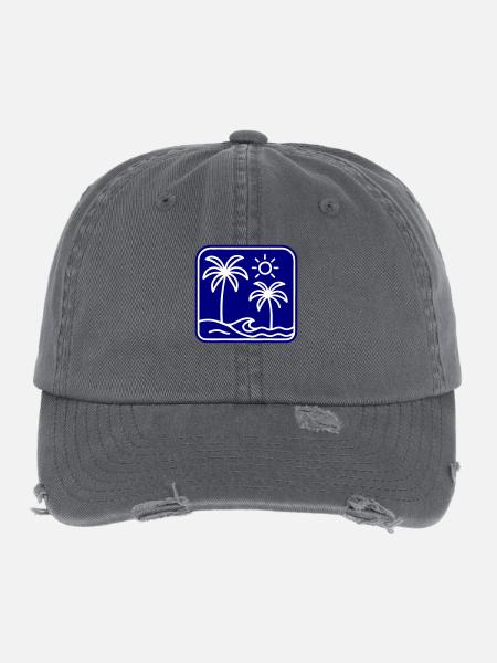 Island Summer Sea Palm Trees - Flexfit Vintage Destroyed Cap - dark grey - Front