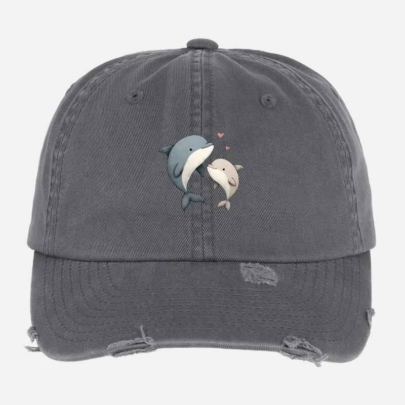 Delfin Mama und Baby Flexfit Vintage Destroyed Cap
