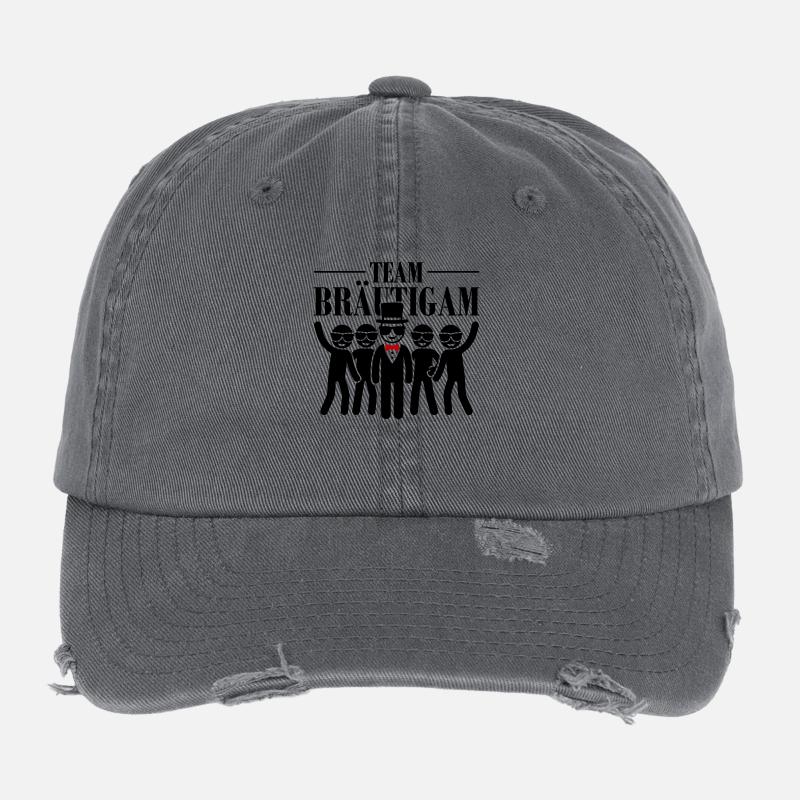 Team Groom Funny Flexfit Vintage Destroyed Cap