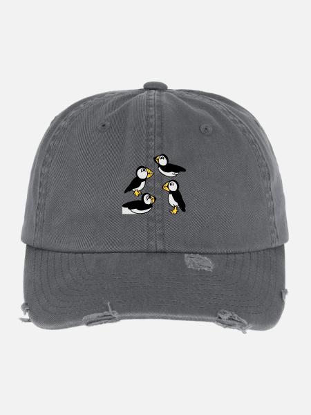 Family of Puffins - Flexfit Vintage Destroyed Cap - dark grey - Front
