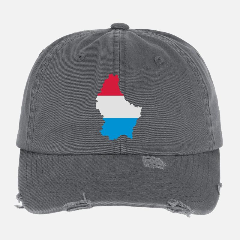Luxembourg map&flag Flexfit Vintage Destroyed Cap