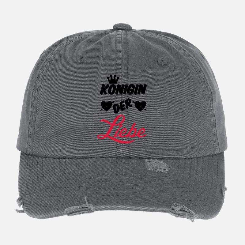 Königin der Liebe Krone Paar Geschenk Spruch Fun Flexfit Vintage Destroyed Cap
