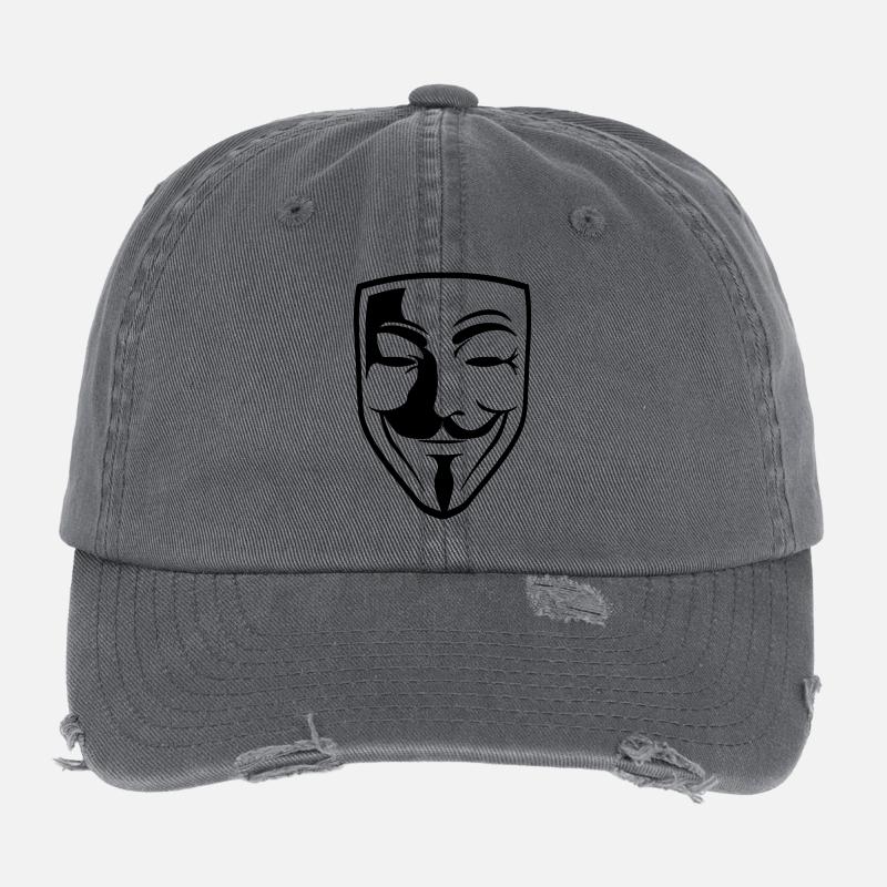 Anonymous Mask Guy Fawks Flexfit Vintage Destroyed Cap