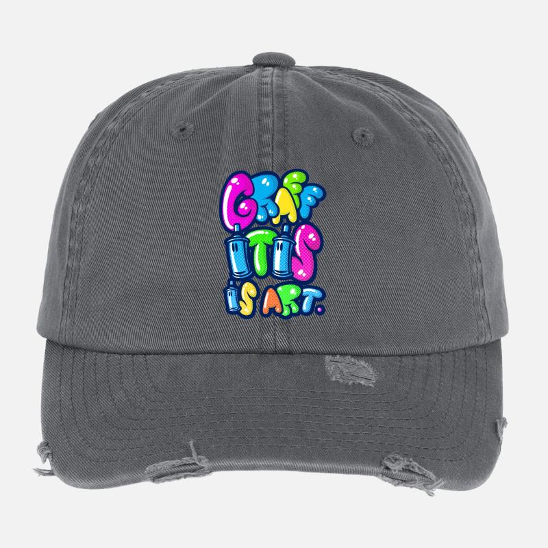 graffitis multicolors d'art Casquette vintage effet usé Flexfit