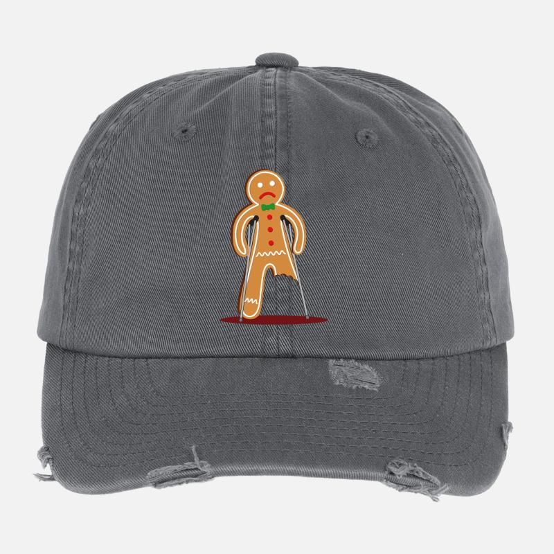 gingerbread man hurt (red) Flexfit Vintage Destroyed Cap