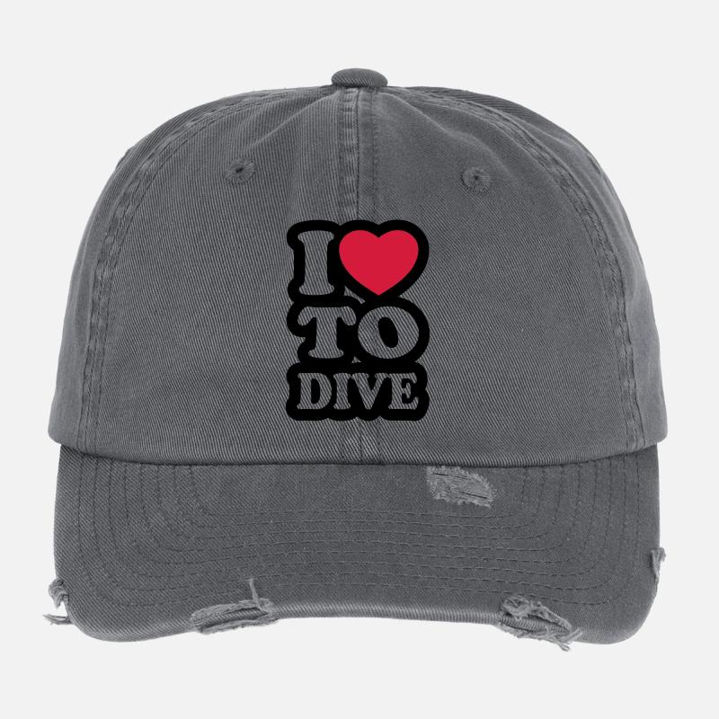 I love to dive - J'aime plonger Casquette vintage effet usé Flexfit