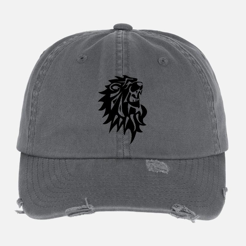 lion - Flexfit Vintage Destroyed Cap - dark grey